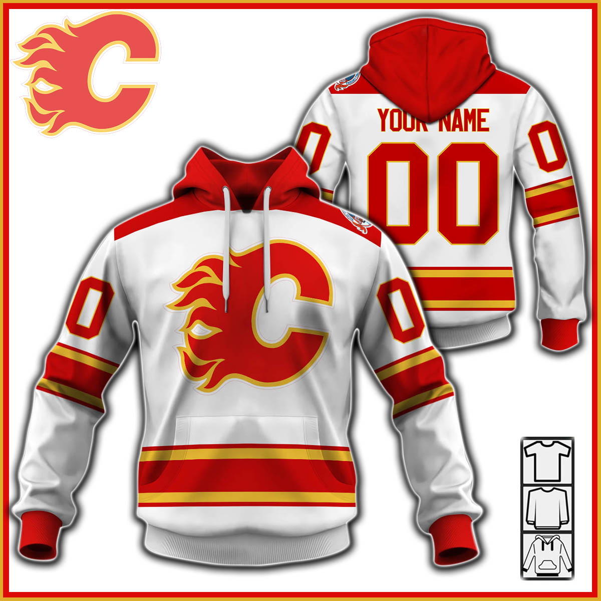 Calgary Flames Custom Name Number 1981 1994 Vintage Home Jersey Pullover Hoodie