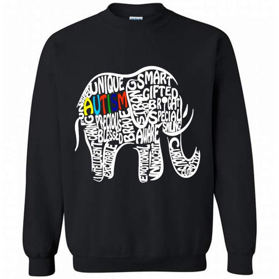 Autism Awareness Elephant – Gildan Crewneck Sweatshirt