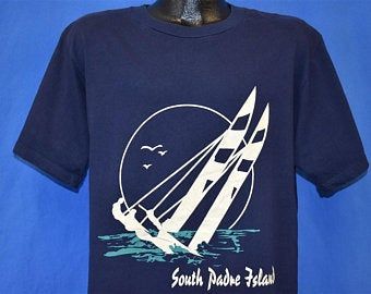 90s South Padre Island Texas Sunset Sailboat T-shirt  Vintage Tee 2460