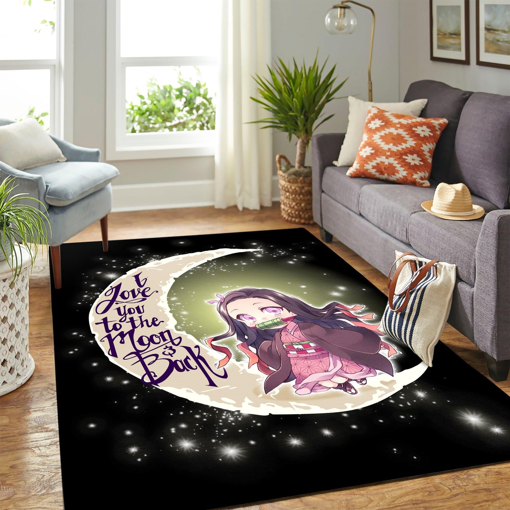 Demon Slayer Cute Anime Moon Carpet Area Rug – Home Decor – Bedroom Living Room Décor