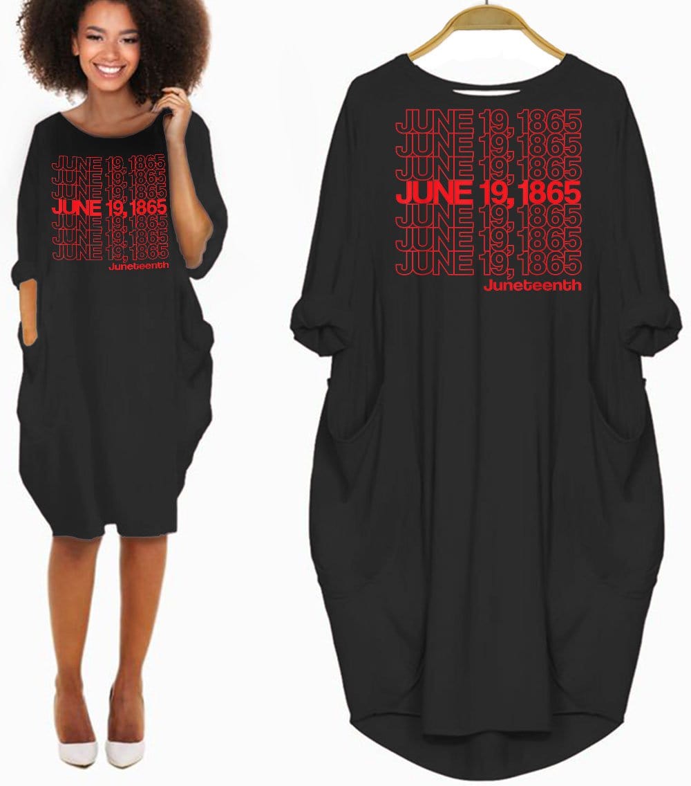 African Fashion Dresses Juneteenth Freedom Day Emancipation Day Cute Girl With Afro Long Sleeve Pocket Dress African Print Dresses Styles