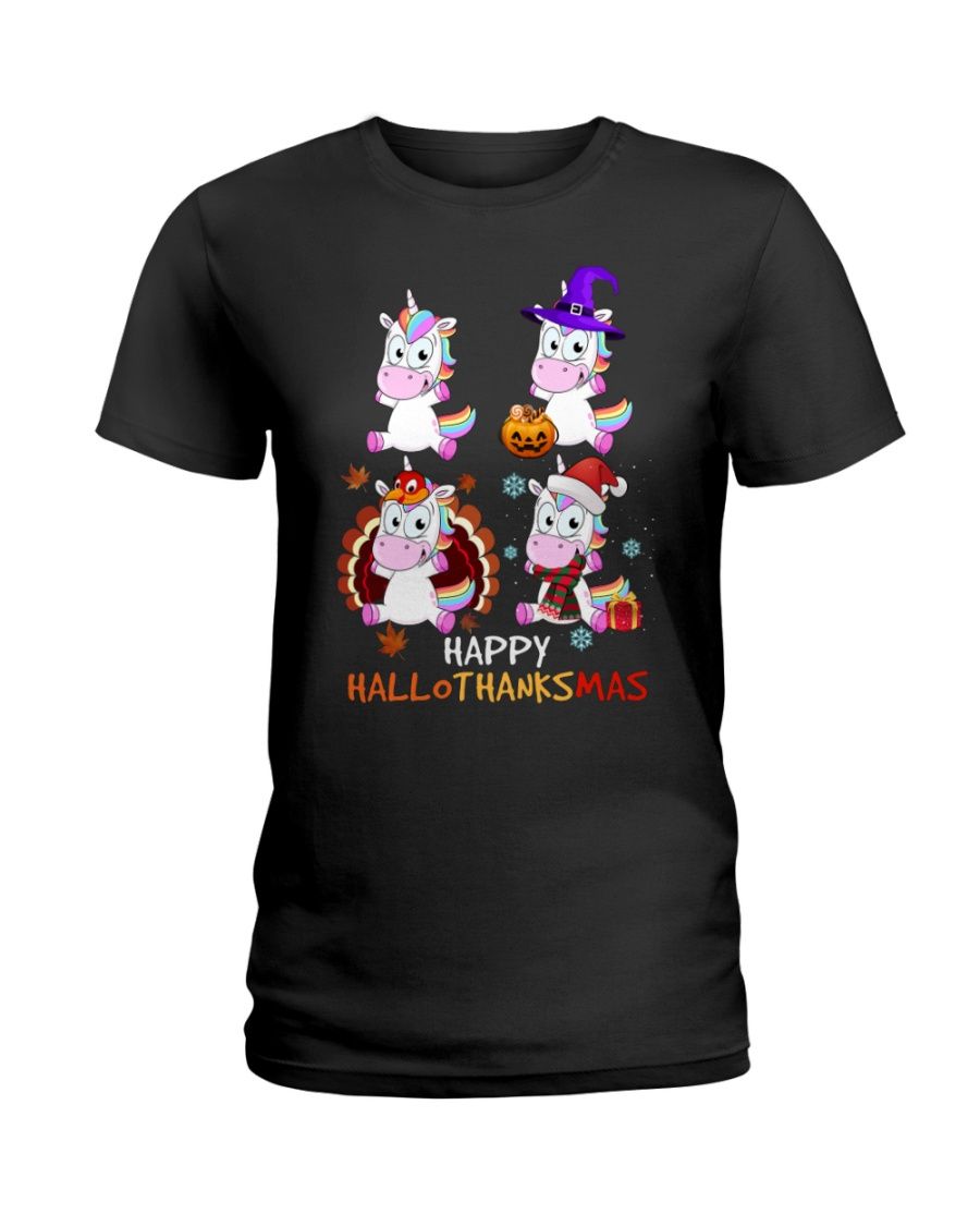 Unicorns Happy Hallothanksmas Fb Ladies T-Shirt