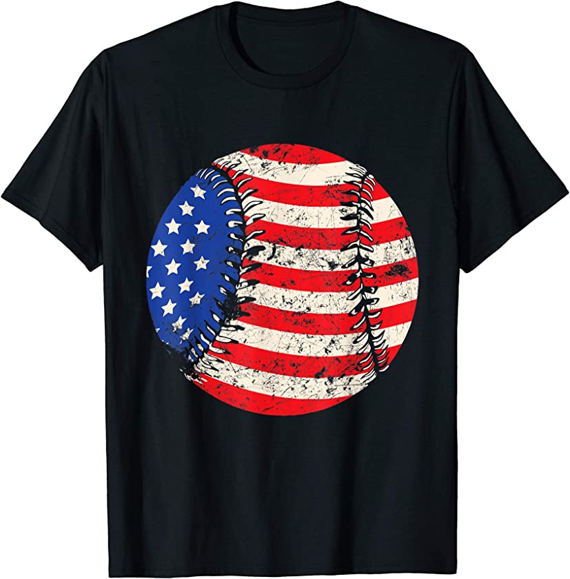 Baseball U.S American Flag July 4th Patriot Vintage T-Shirt T-Shirt