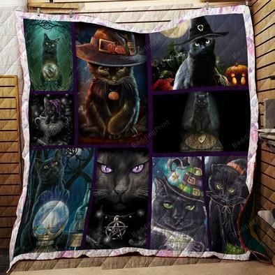 Witch Cat Quilt Blanket