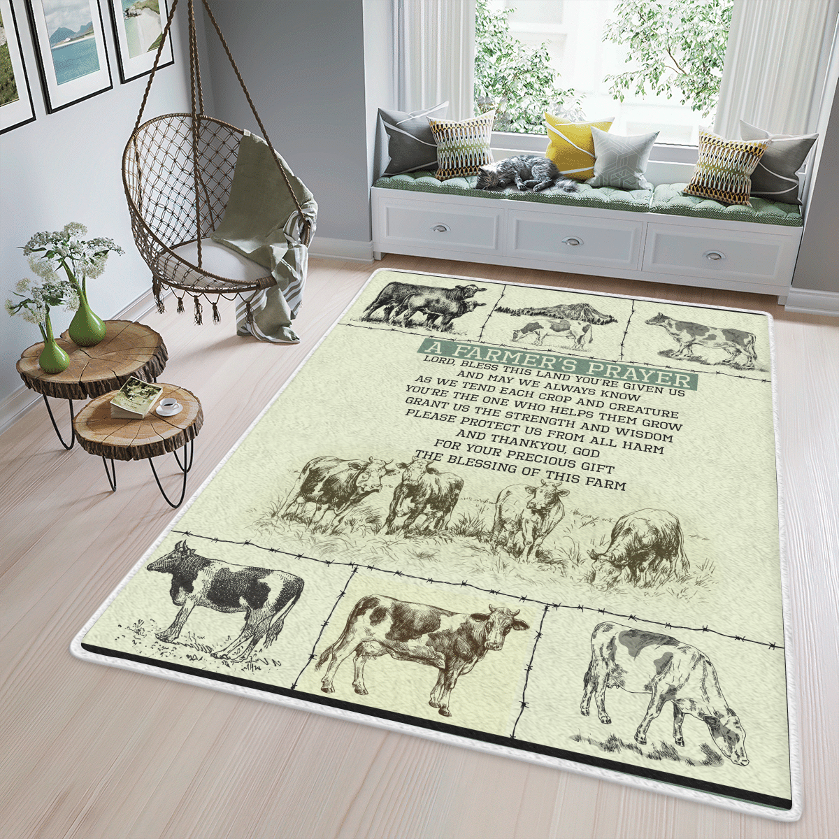 Wooni Farm Animals Cow Area Rug Rectangle Rug Wn111117