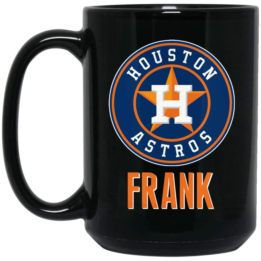 Custom Personalized Houston Astros Logo Orange-White Frank BM15OZ 15 oz. Black Mug