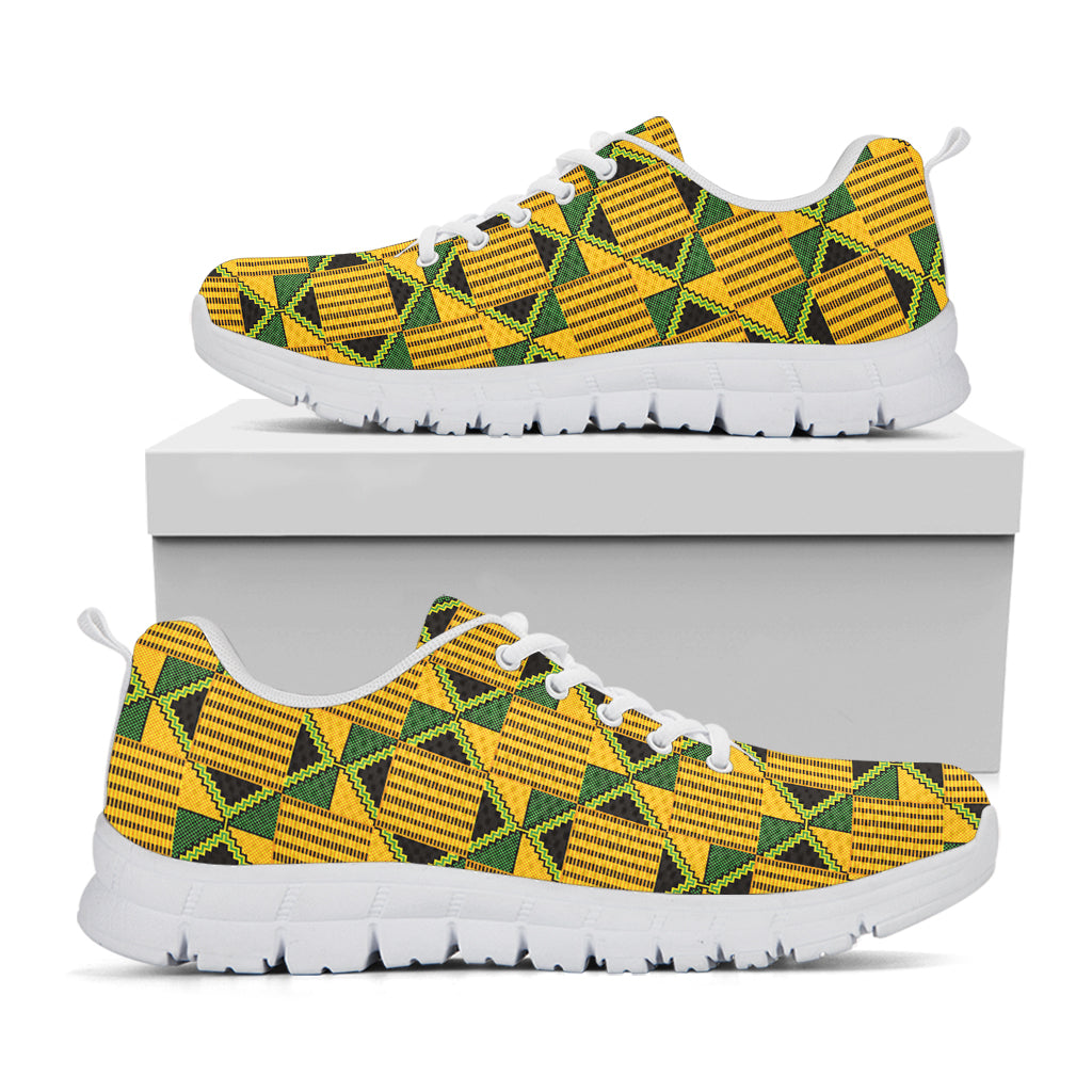 Kente Ethnic Pattern Print White Sneakers