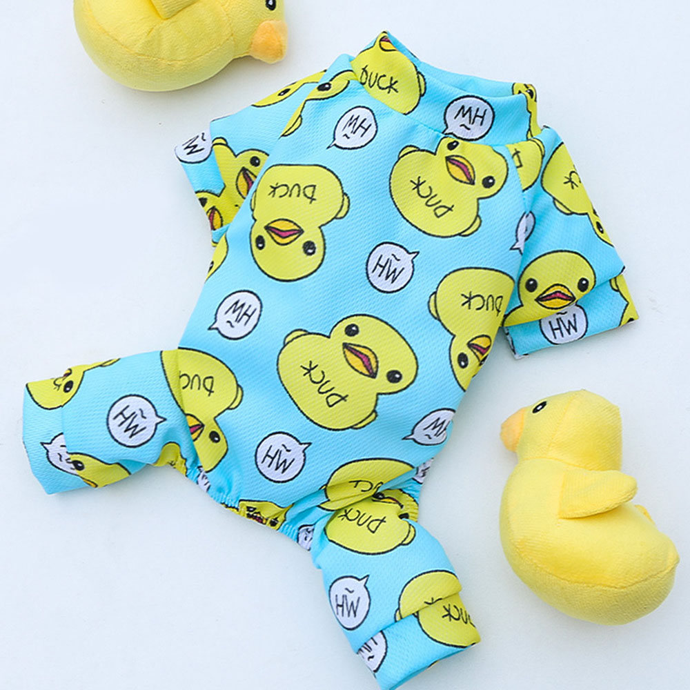 Pet Dog Jumpsuit Pajamas Cartoon Yellow Duck Design Tracksuit Dog Puppy Pants T-Shirt Cat Dog Clothes in Spring Summer Autumn alx