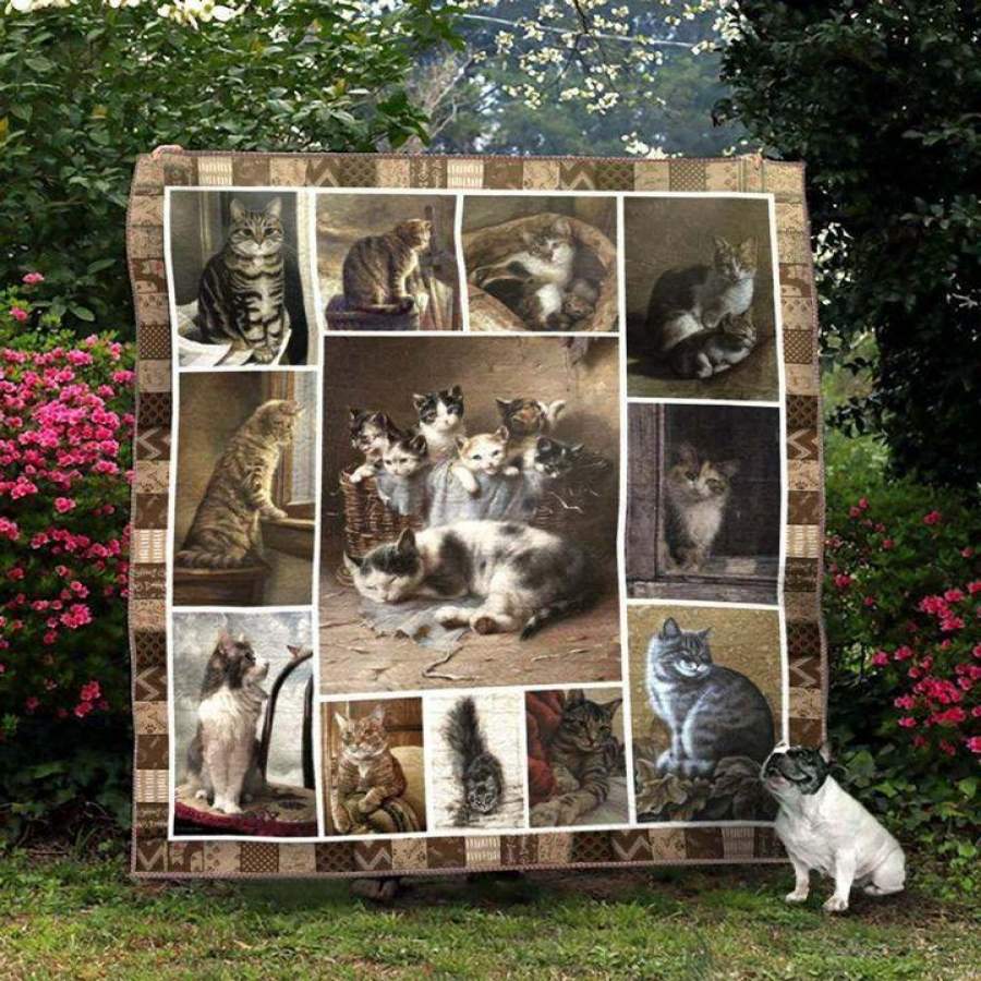 MP0611 – Cat – Vintage kittens painting –  Quilt