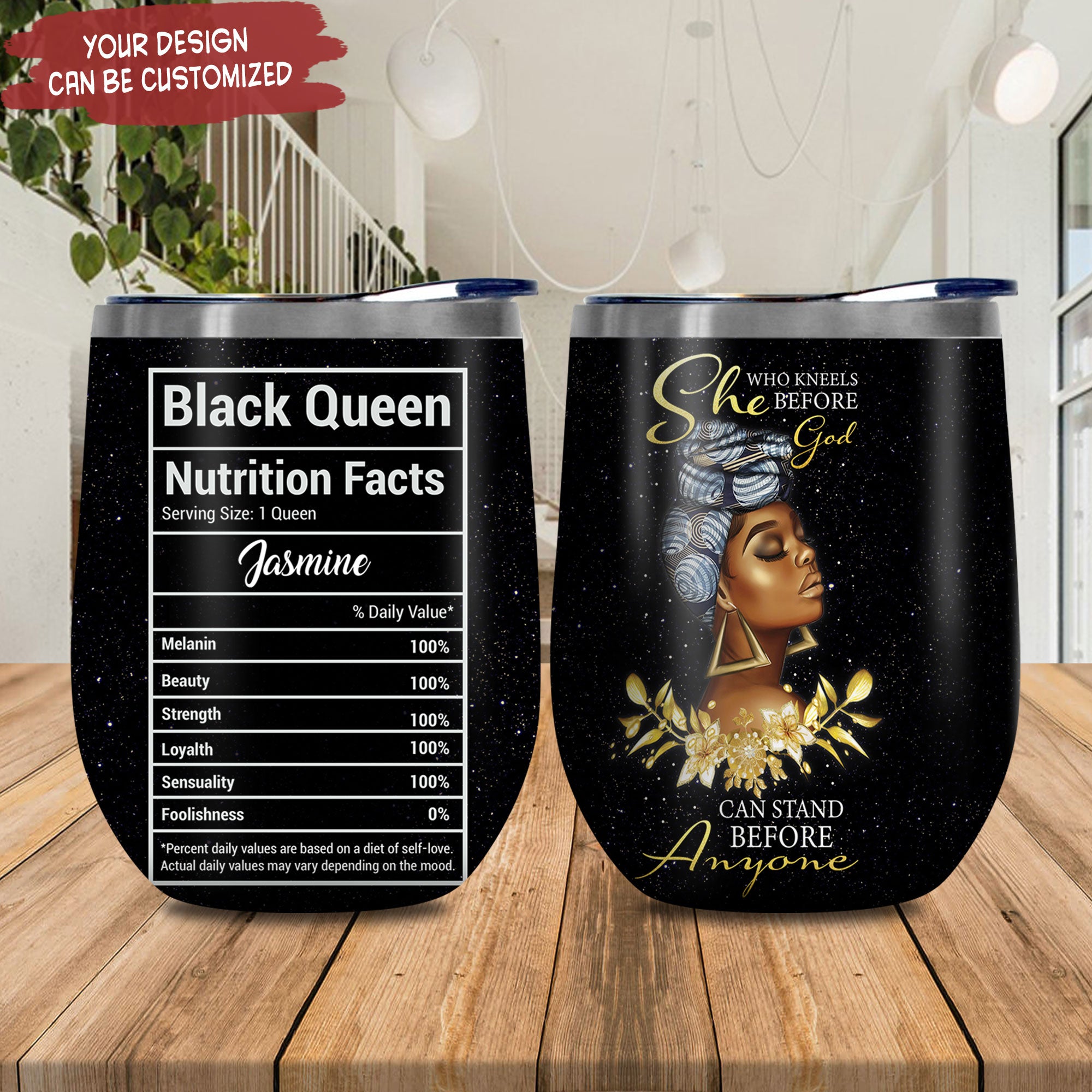 Personalized Black Queen Faith Dnr1411005 Stainless Steel Wine Tumbler – Personalized Wine Tumbler