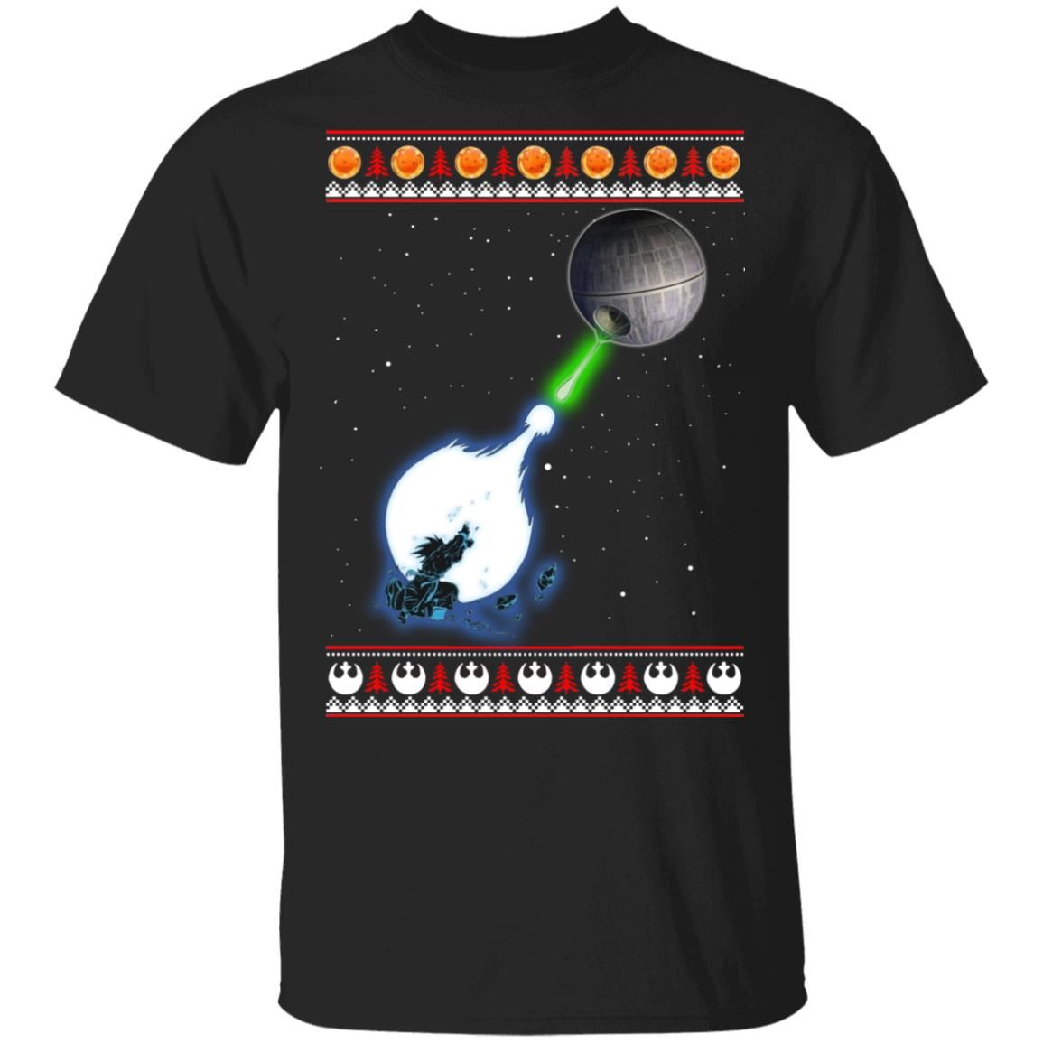 Dragon Ball And Star Wars Goku Kamehameha Death Star Ugly Christmas Shirt