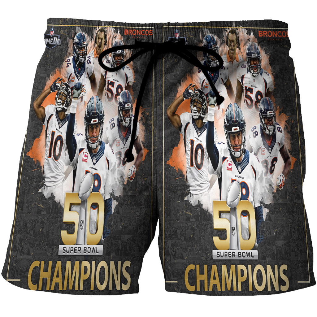 Denver Broncos Denver Broncos  Super Bowl 50 Champs 3D All Over Print Summer Beach Hawaiian Short