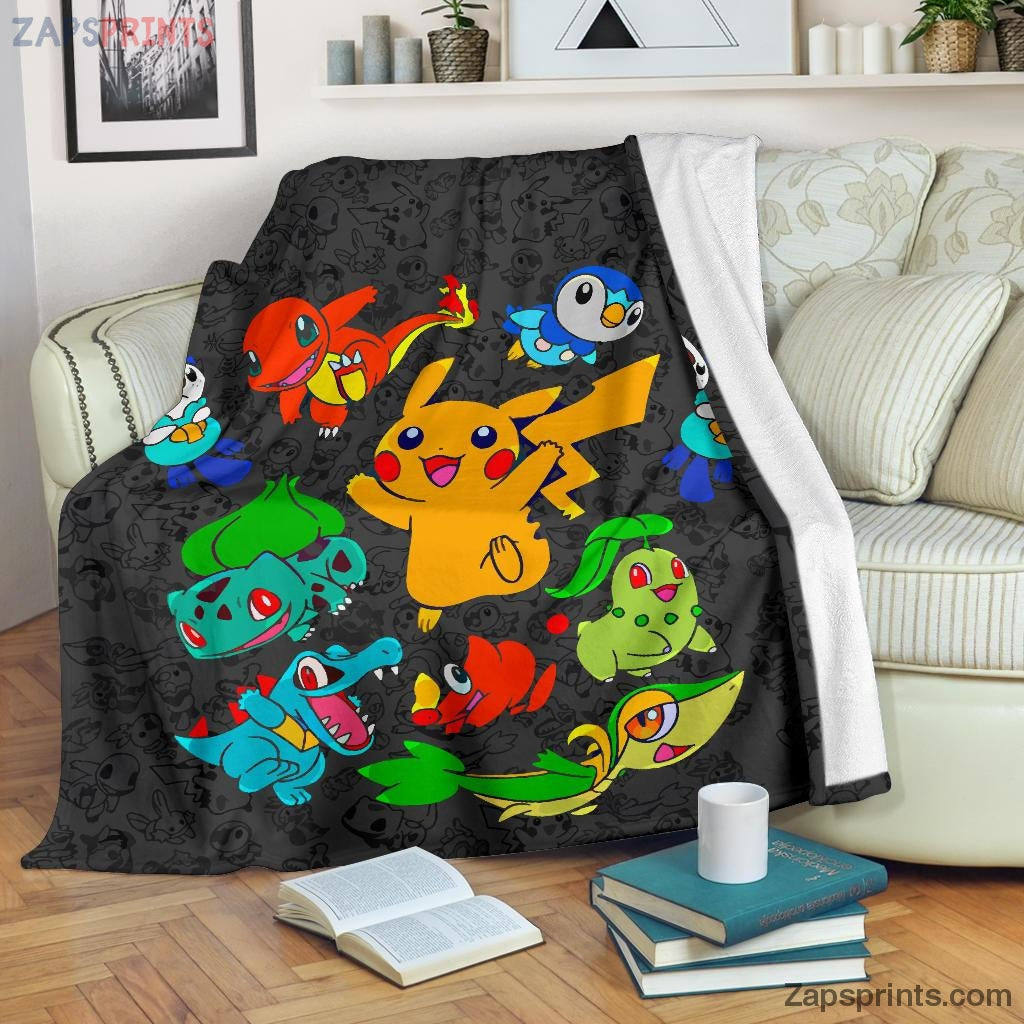 Vibing Pokemon Characters Blanket