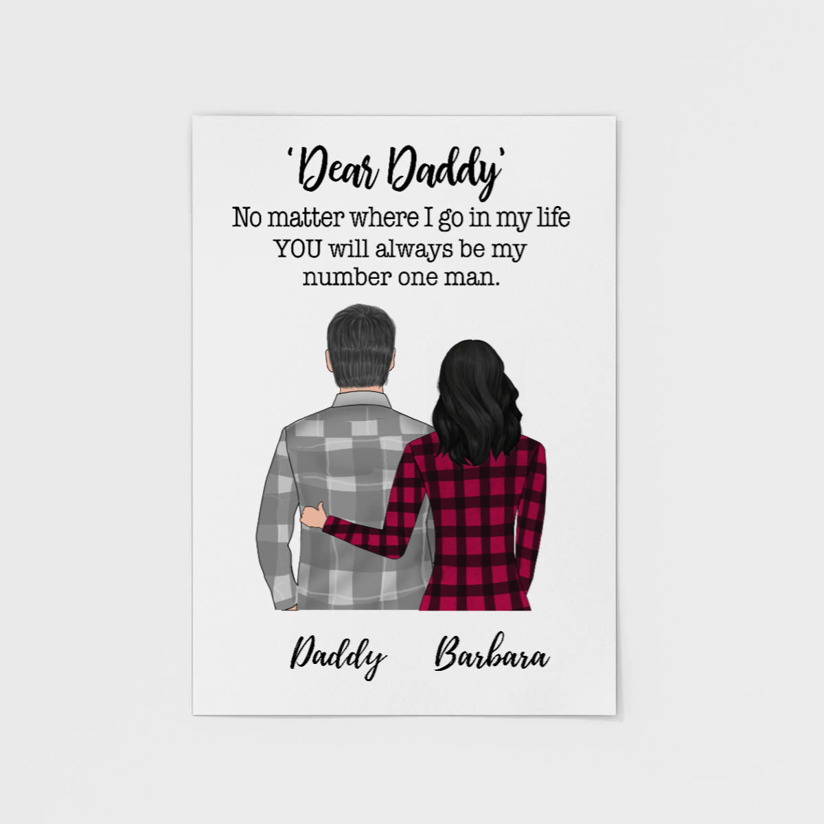 [Personalized Name] Dear Daddy No Matter Where I Go In My Life – Best Gift Idea Dad, Gift For Home Decor, Gift For Family – Horizontal Canvas Matte Canvas Wall Art