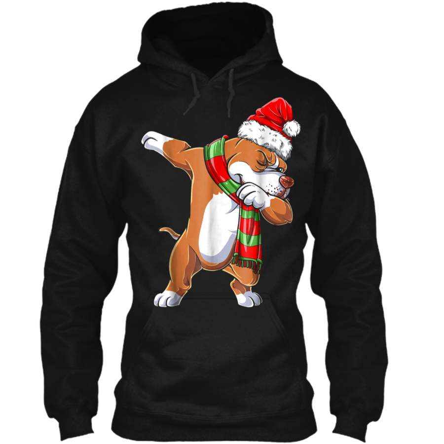 Christmas  For Kids Boys Dabbing Pit Bull Santa Gifts Pullover Hoodie   Christmas Gift Ideas