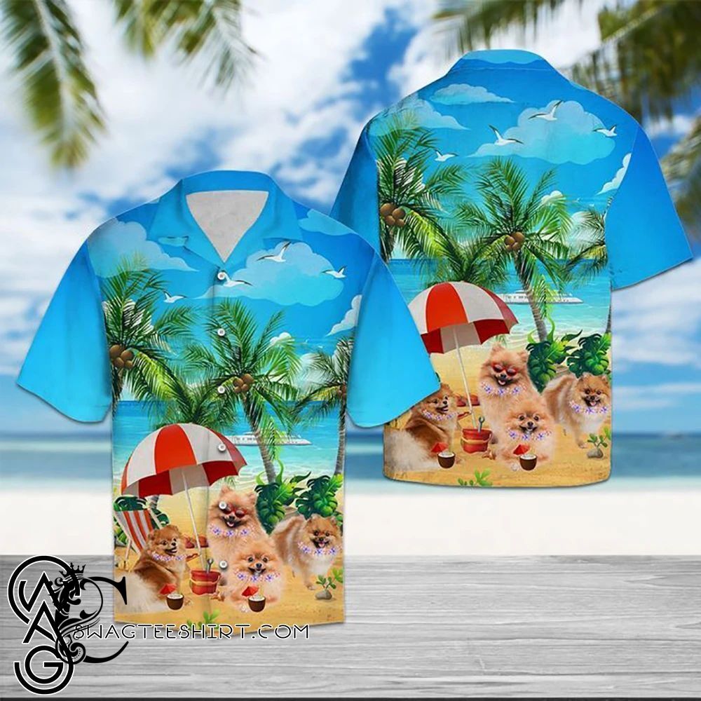 Beach Shirt Beach Hawaii Pomeranian Hawaiian Shirt- Chillicothemall