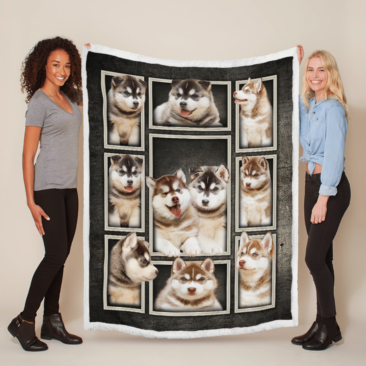 Wooni Alaskan Malamute Puppy Sherpa Blanket Wbl08032208