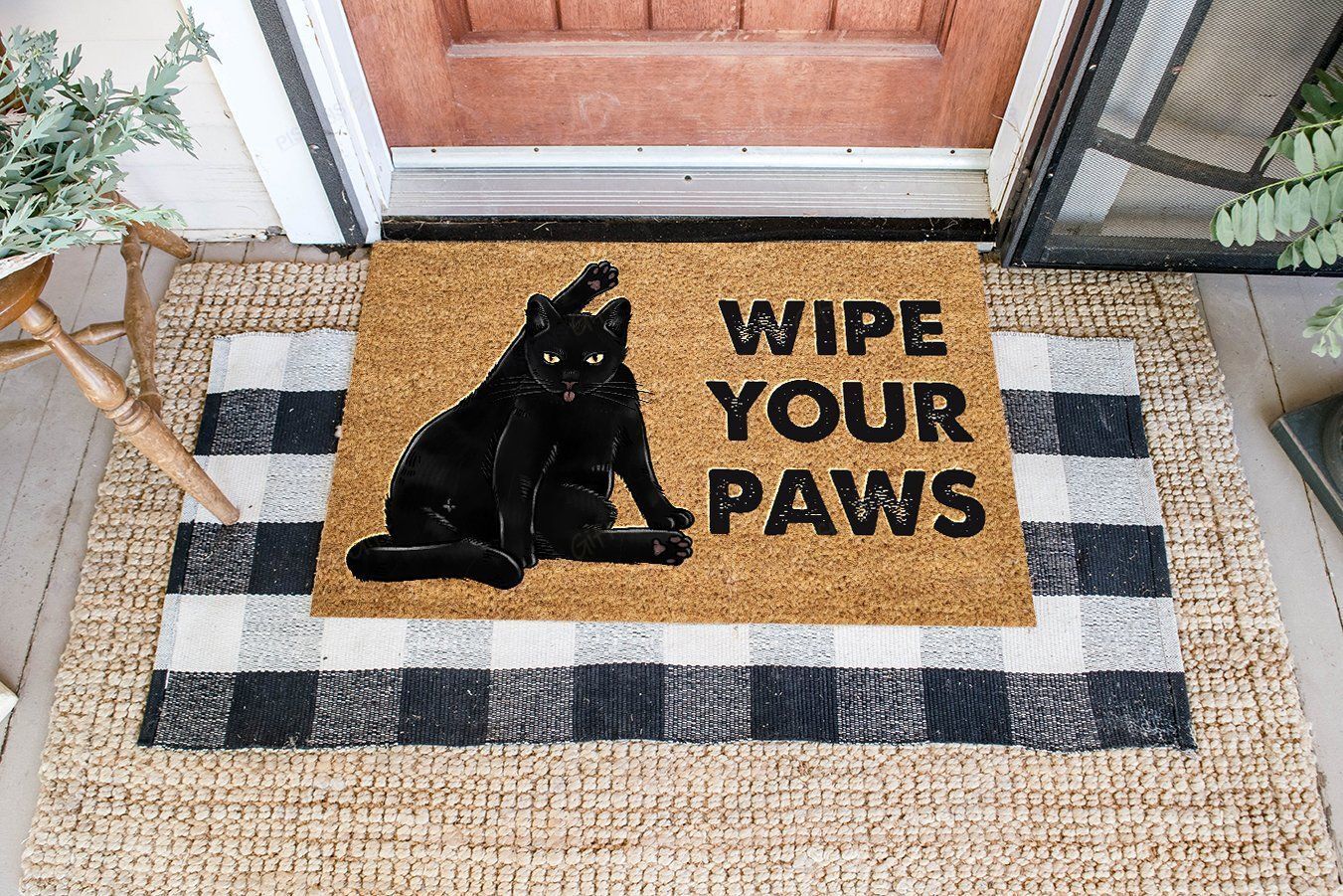 Wipe Your Paws Coir Pattern All Over Printing Doormat