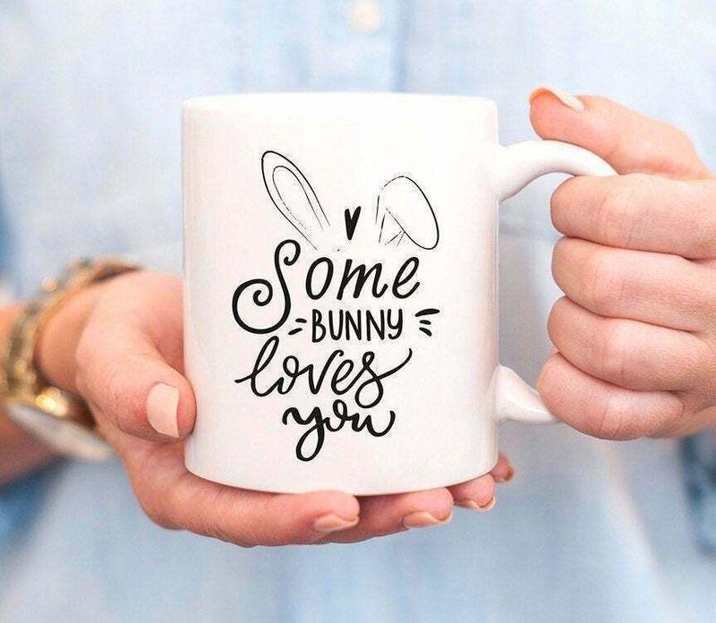 Valentines Day Some Bunny Loves You For Him Mug White Ceramic 11-15oz Coffee Tea Cup