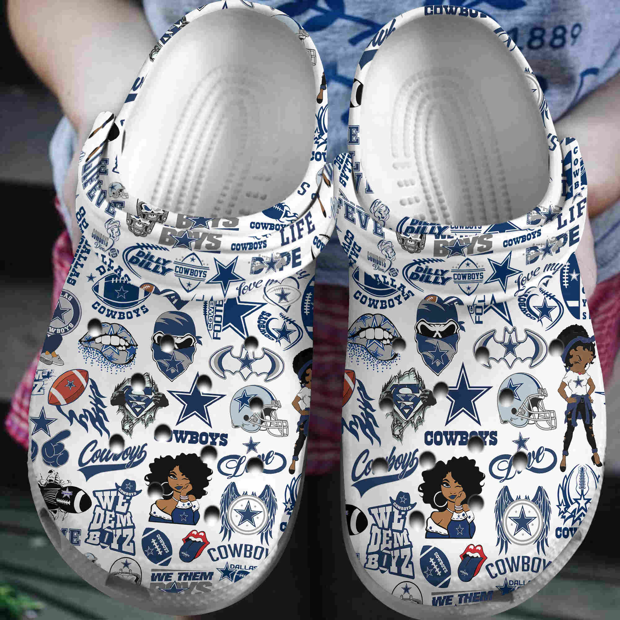 Dallas Cowboys NFL Crocss Crocband Clogs Shoes Comfortable For Men Women and Kids