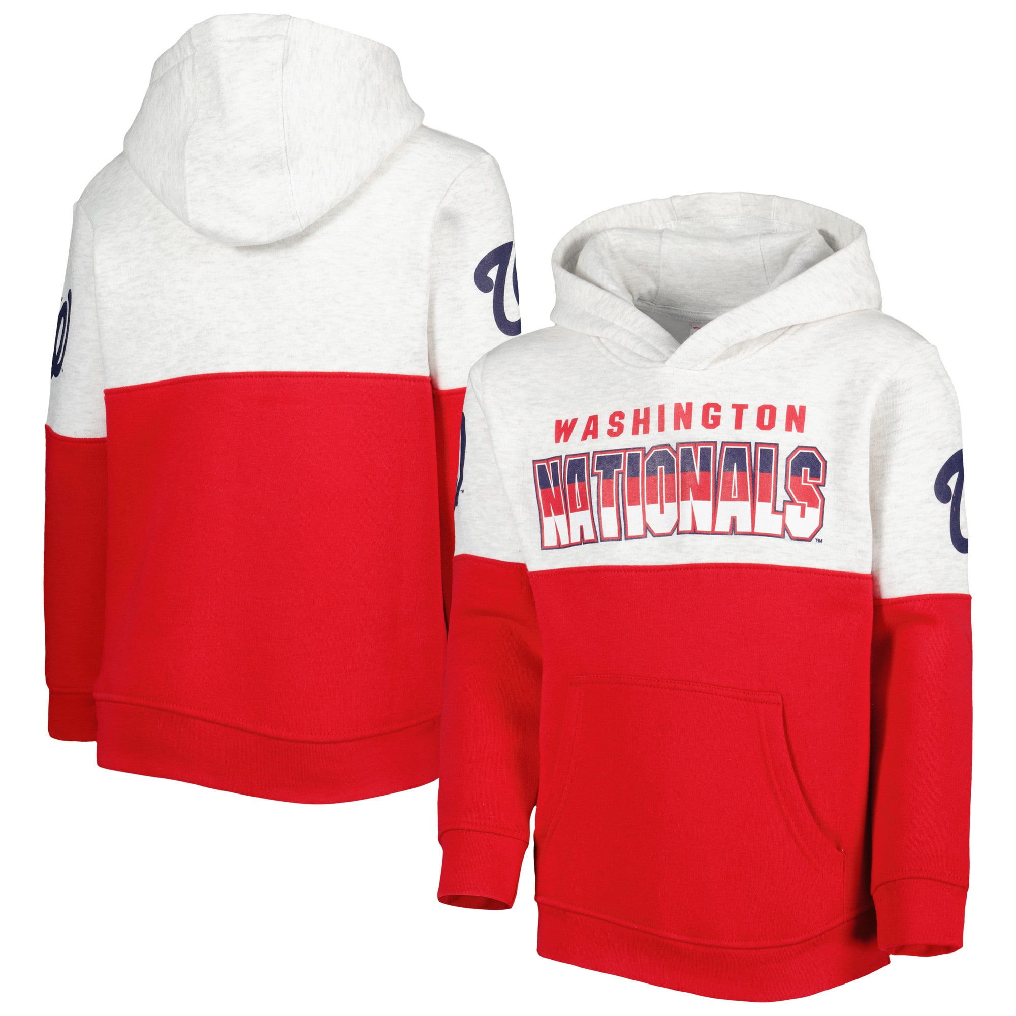 Youth Washington Nationals Heather Gray/Red Playmaker Pullover Hoodie