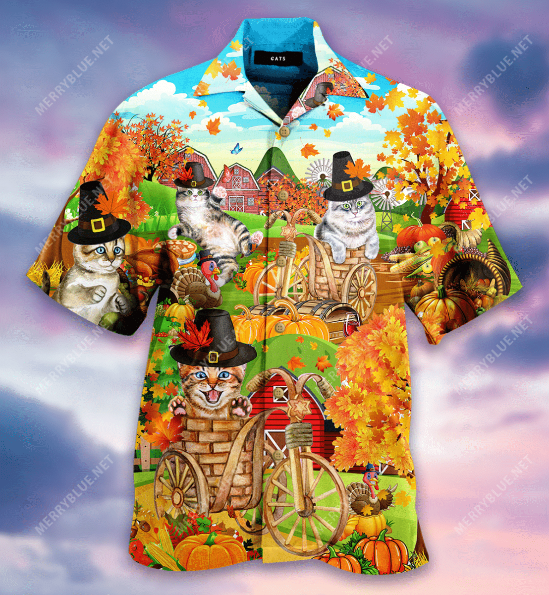 Cover Your Body With Amazing Happy Thanksgiving Cats Unisex Hawaii Shirt Ha102528