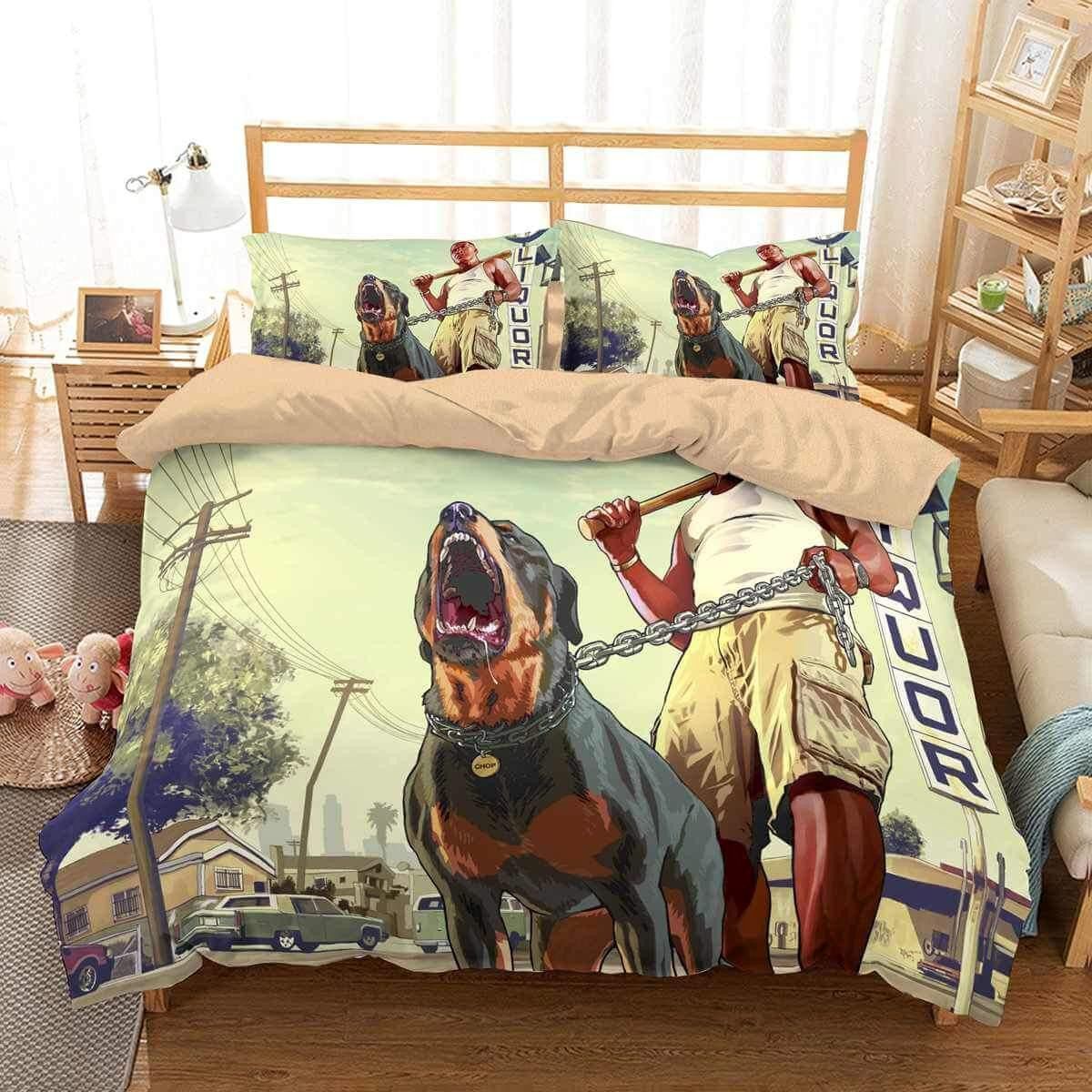 Video Game Gta 5 3D Printed Duvet Cover Bedding Set