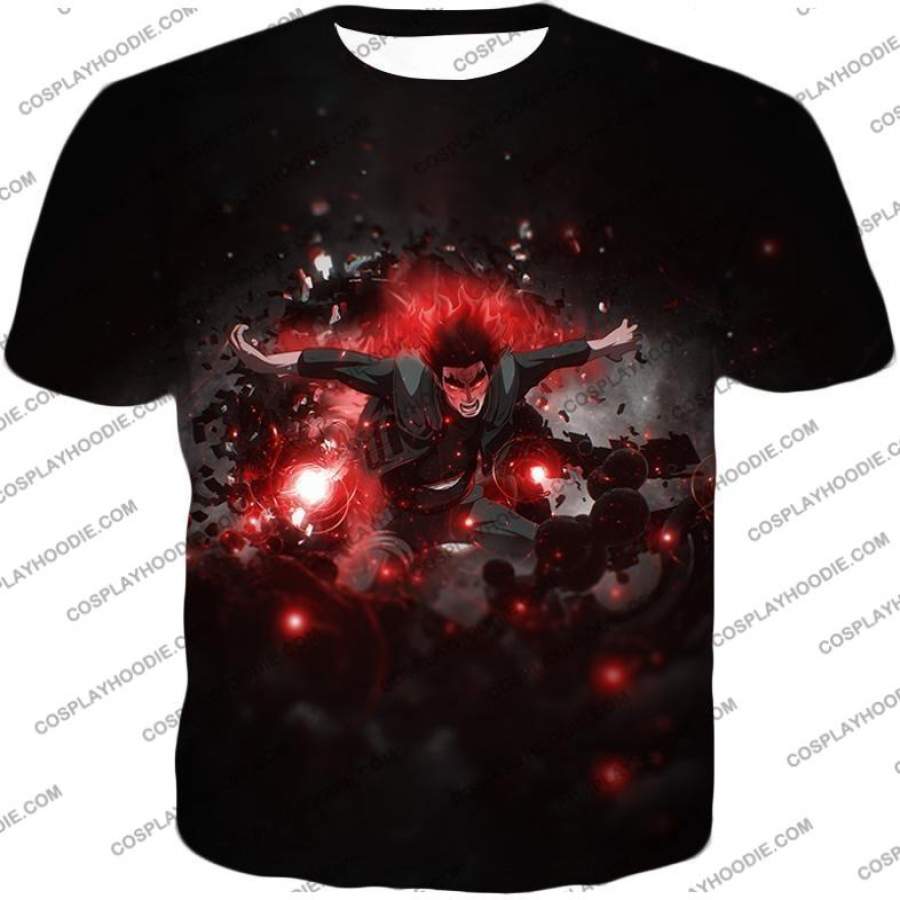 Boruto Powerful Ninja Might Guy Evening Elephant Action Black T-Shirt NA033