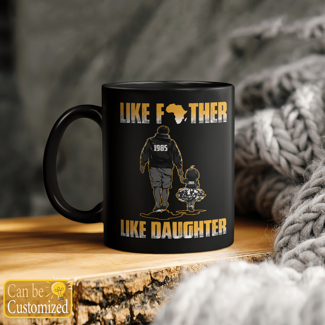 Personalized Mug For Father Mug For Daughter Custom Year Of Birth African American Father And Daughter