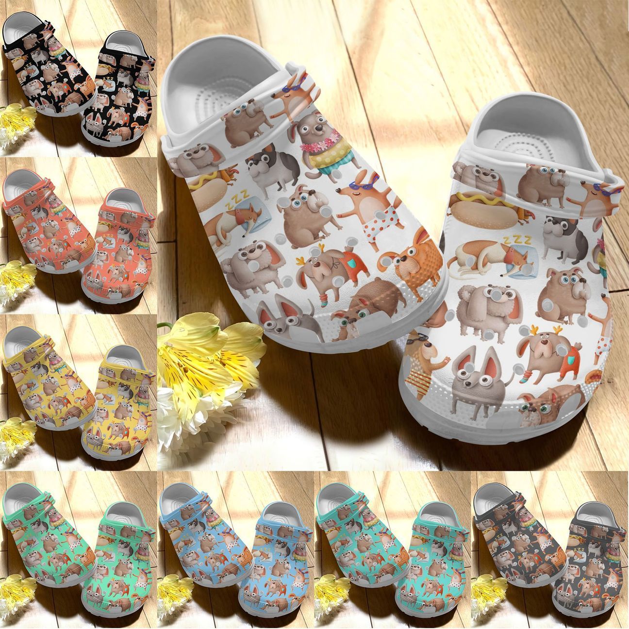 Dog Personalize Clog, Custom Name, Text, Fashion Style For Women, Men, Kid, Print 3D Dog Pattern