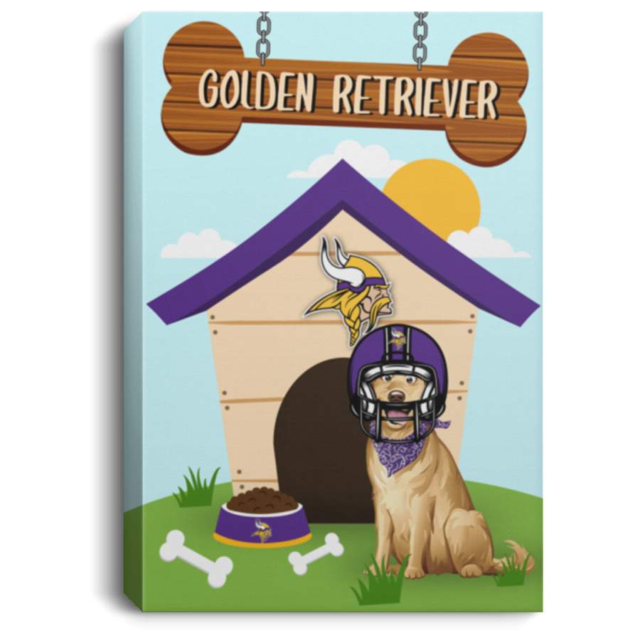 Golden Retriever Minnesota Vikings Canvas Poster Dog House PT02