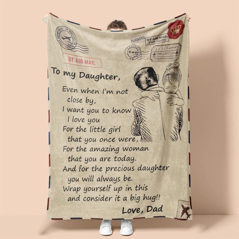 Personalized Letter To Daughter From Dad| Sherpa Woven Blankets| Gifts For Daughter|Christmas Gifts, Birthday Gifts