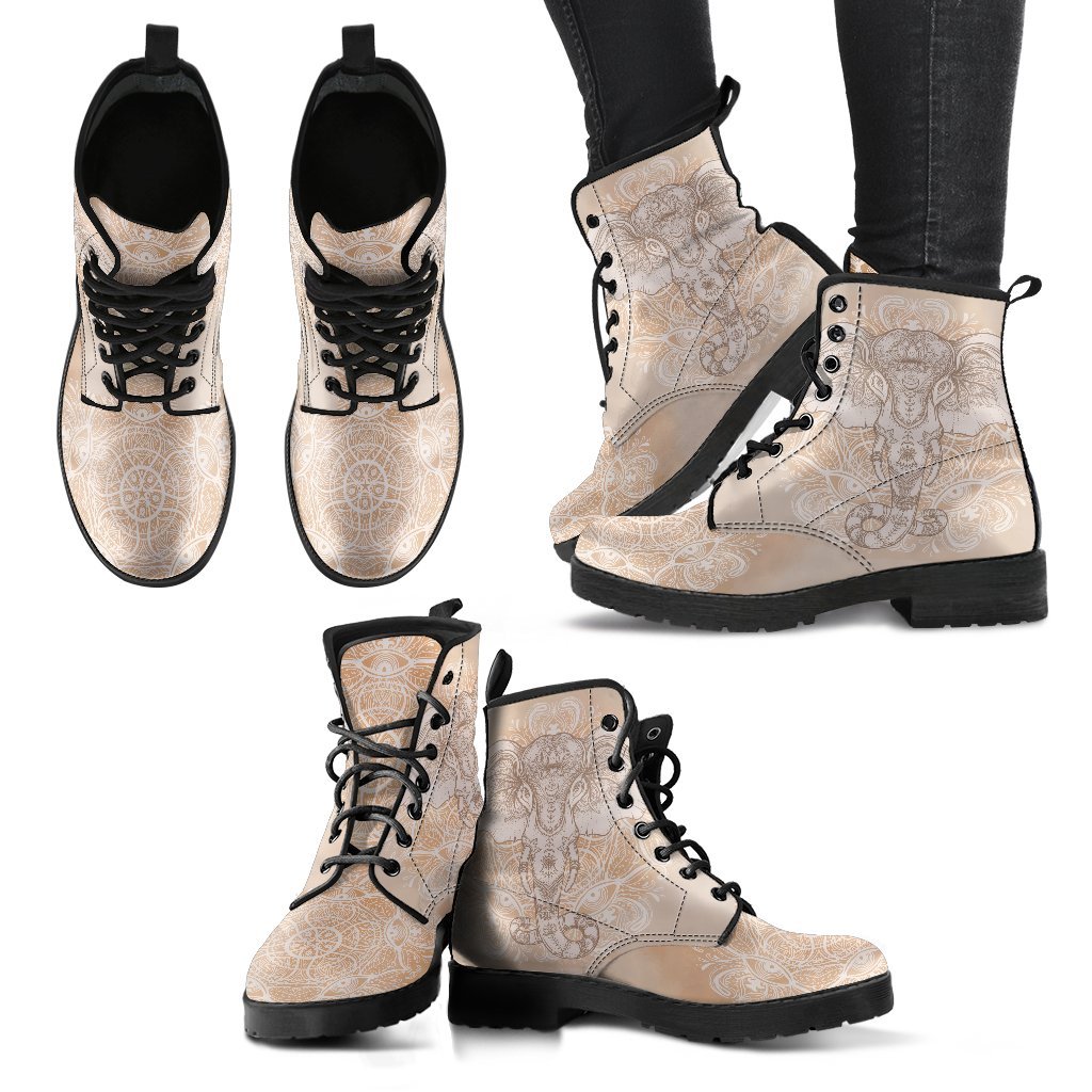 Beige Elephant Women’S Leather Boots Fashion Boots Custom Shoes