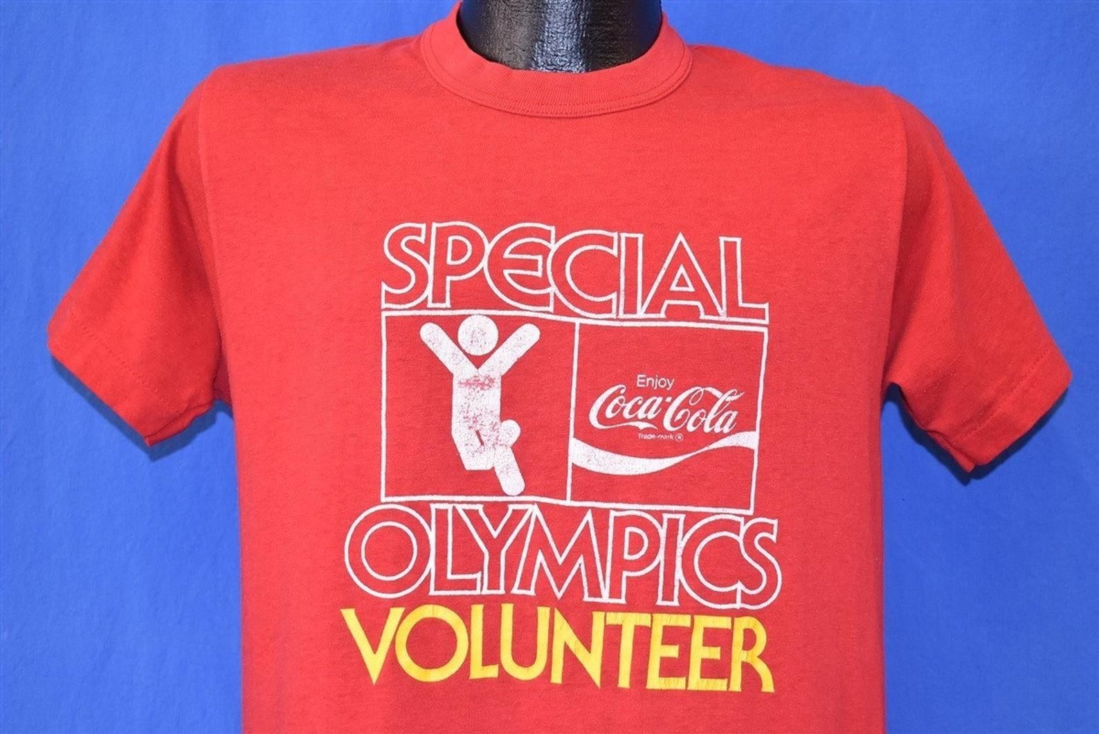80S Special Olympics Volunteer Coca Cola T-Shirt Vintage Tee