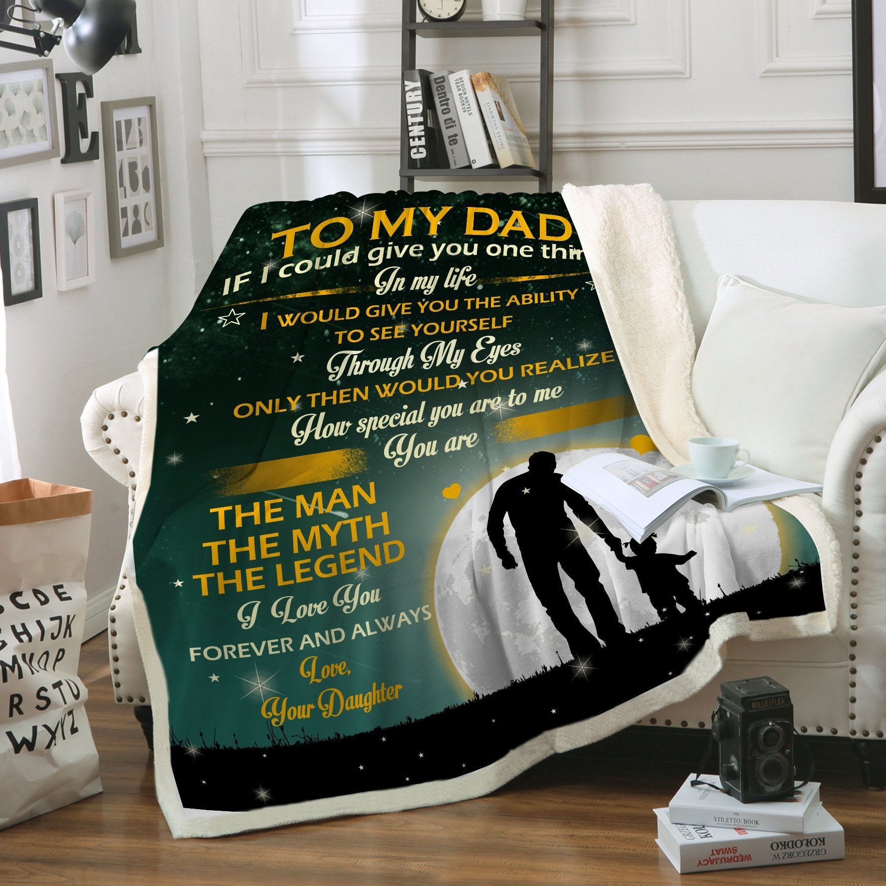 To My Dad If I Could Give You One Thing Blanket Gift For Dad From Daughter Birthday Gift Home Decor Bedding Couch Sofa Soft And Comfy Cozy