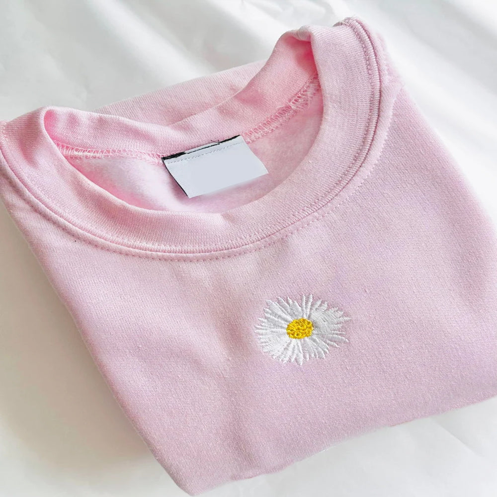 Daisy Embroidered Sweatshirt 2D Crewneck Sweatshirt All Over Print Sweatshirt For Women Sweatshirt For Men Sws2942