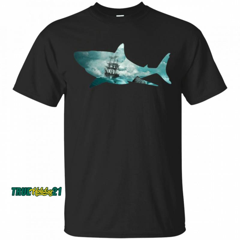 Shark Retro Vintage  – Ship In A Storm T-Shirt