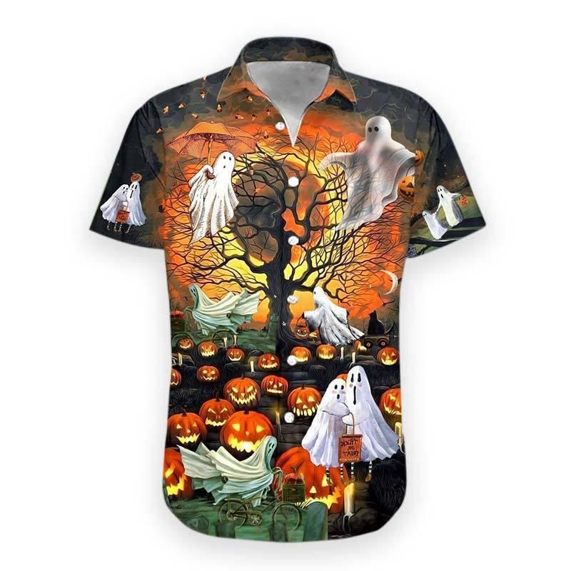 3D Boo Halloween Aloha Hawaiian Shirt Colorful Short Sleeve Summer Beach Casual Shirt For Men And Women