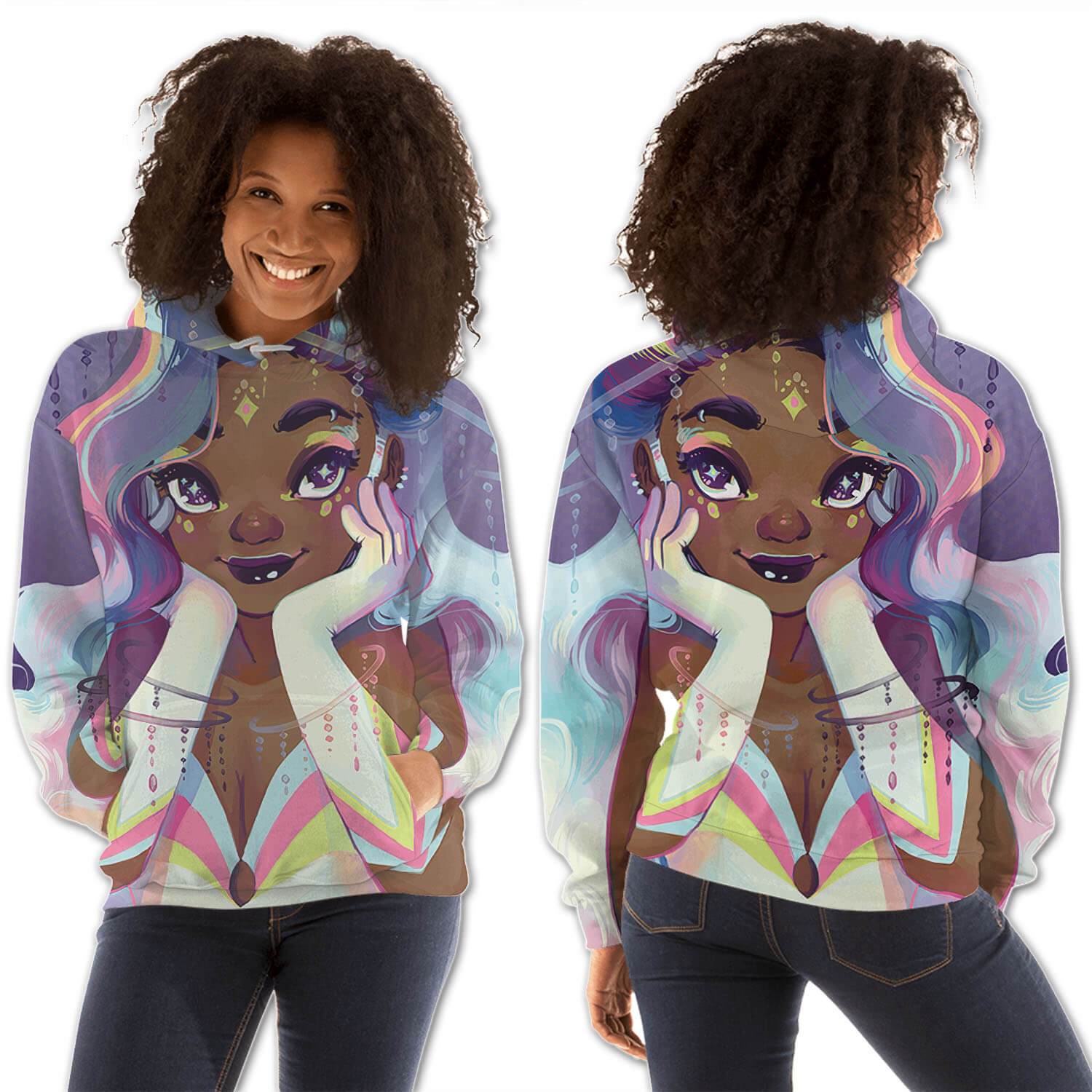 African American Hoodies Pretty African American Woman All Over Print Womens Hooded Sweatshirt African Print Styles BPS47031