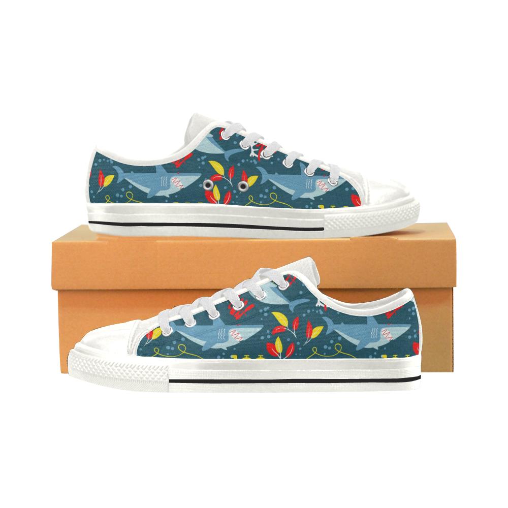 Shark Pattern Women’s Low Top Shoes White