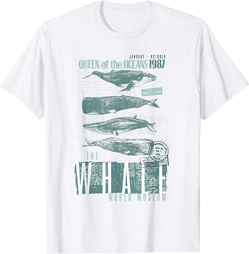 Beluga Whale Humpback Whale Killer Whale Vintage Art Graphic T-Shirt