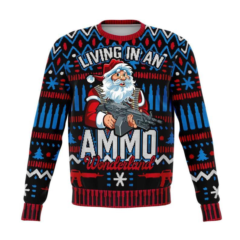 W Ammo Wonderland, Ugly Christmas, Sweater Jumper, Ammunition, Holiday Festive, 2nd Ammendment, Gifts For Him, Gun Enthusiast, Sercret Santa