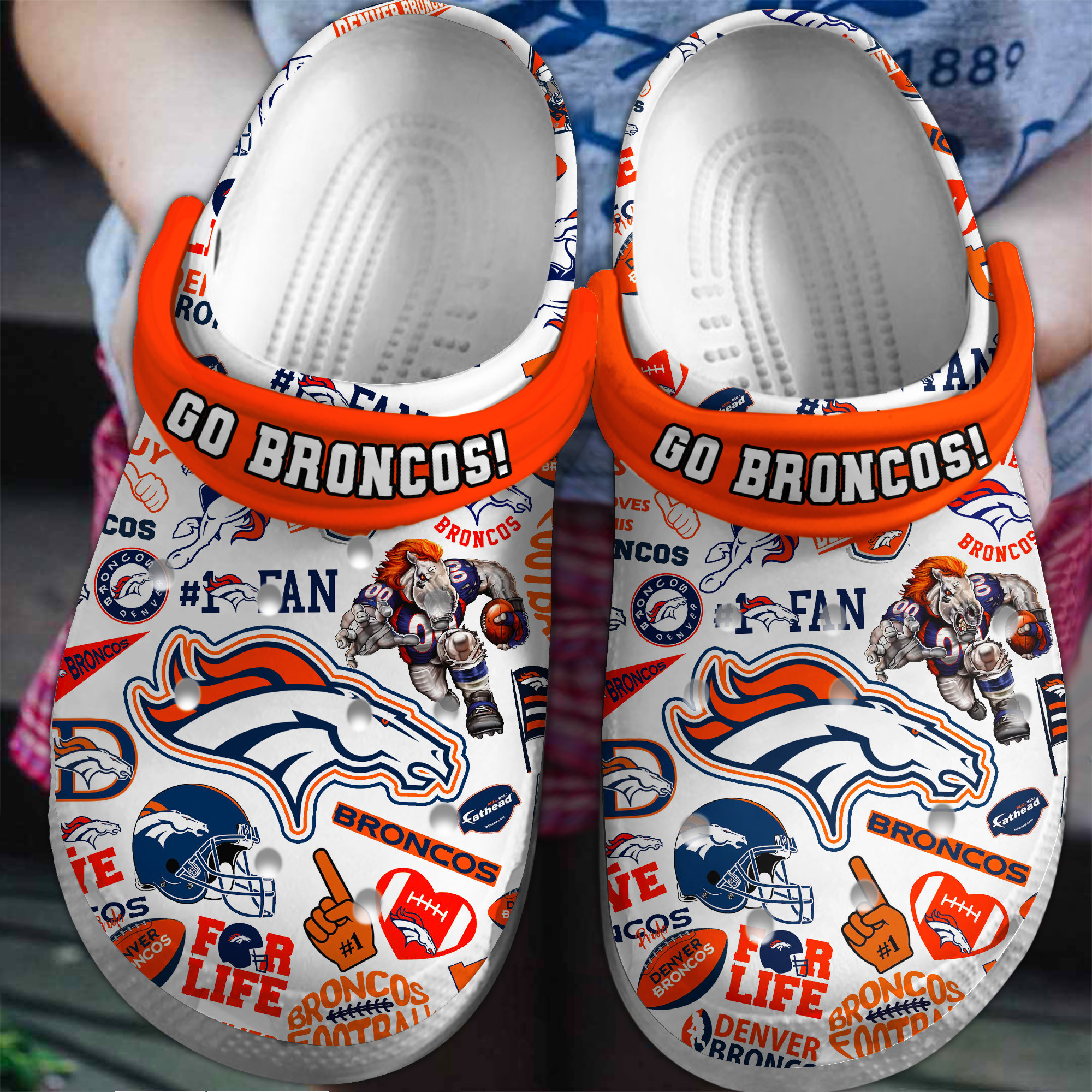 Denver Broncos NFL Sport Crocs Crocband Clogs Shoes Comfortable For Men Women and Kids 2