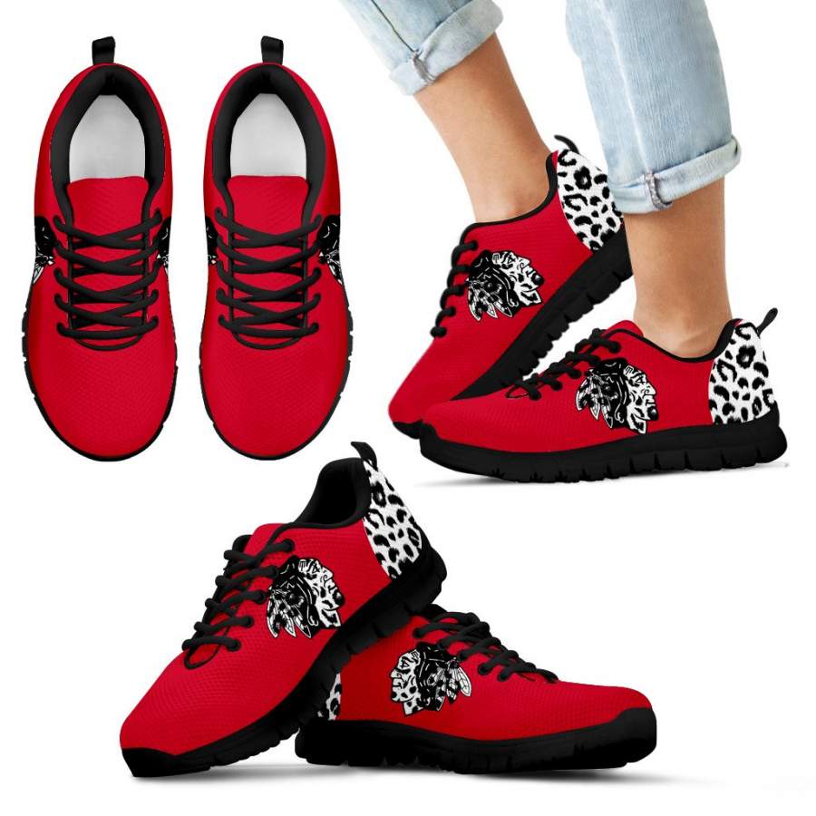 Cheetah Pattern Fabulous Chicago Blackhawks Sneakers