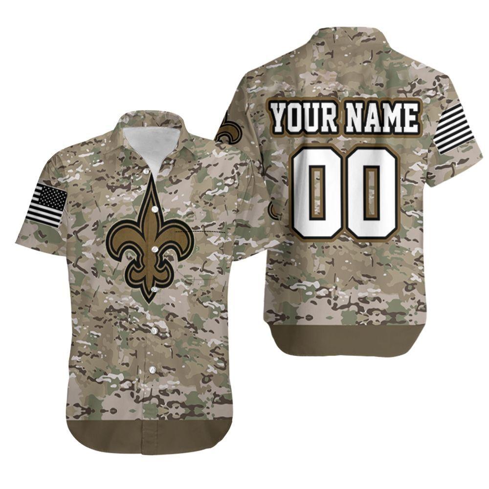 Beach Shirt New Orleans Saints Camouflage Veteran 3D Personalized Hawaiian Shirt