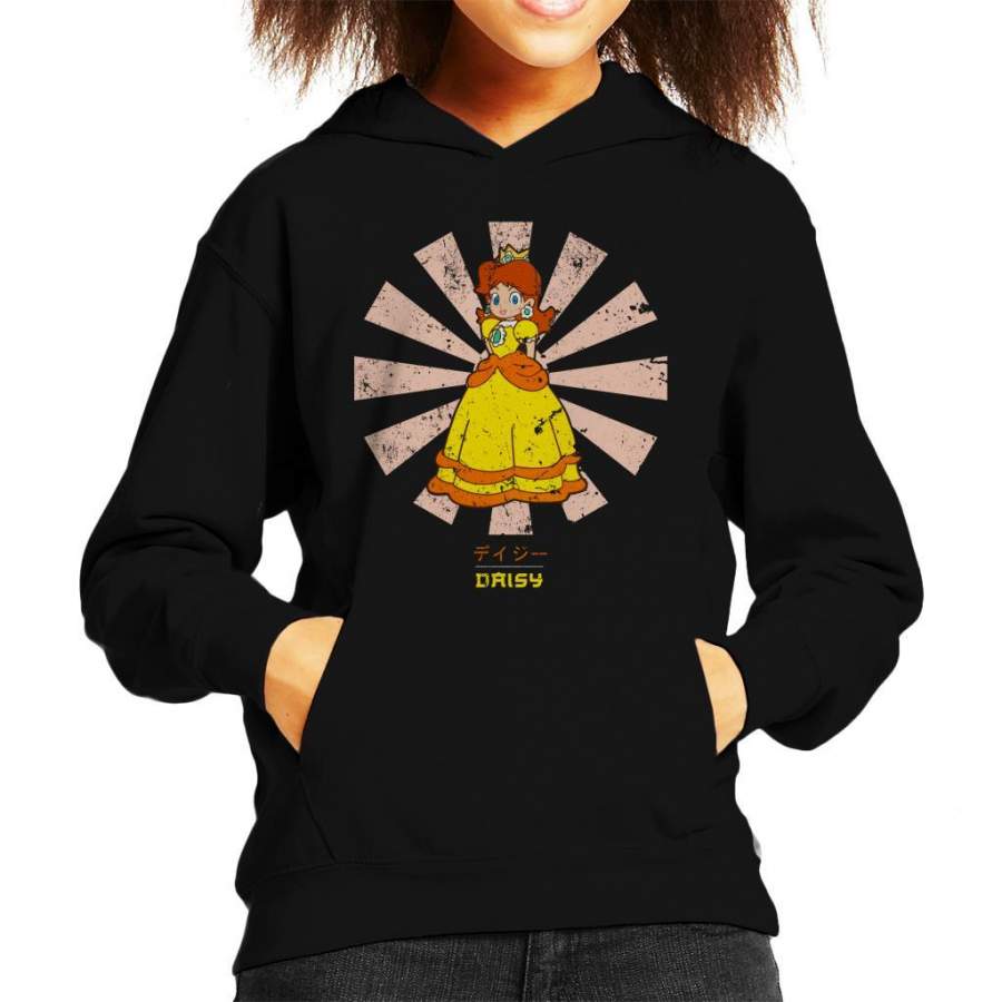 Princess Daisy Retro Japanese Mario Kid’s Hooded Sweatshirt