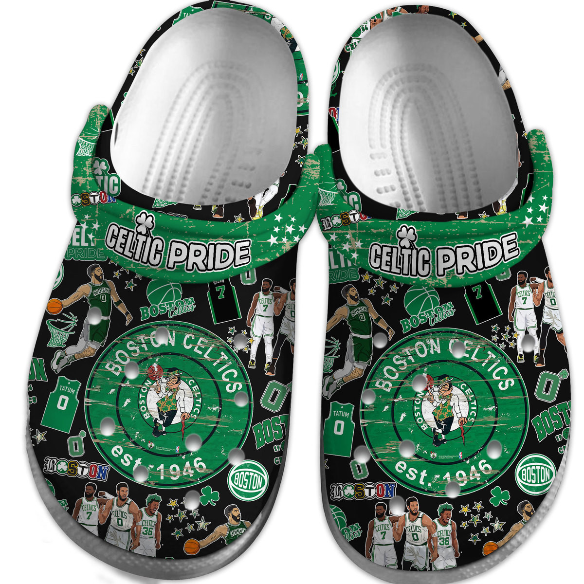 Premium Boston Celtics NBA Sport Crocs Crocband Clogs Shoes Comfortable For Men Women and Kids 4