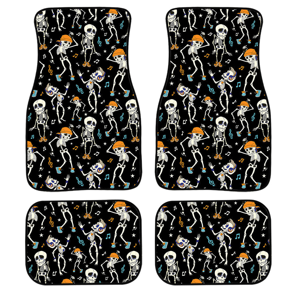 Dancing Skeleton Party Pattern Print Front And Back Car Floor Mats, Front Car Mat