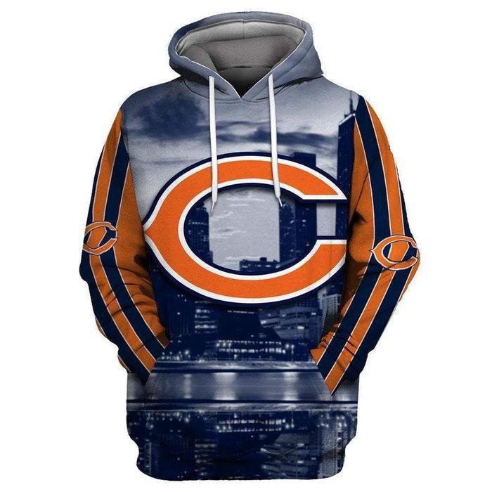 Chicago Bears 3D Hooded Pocket Pullover Sweater Hoodie Perfect Gift