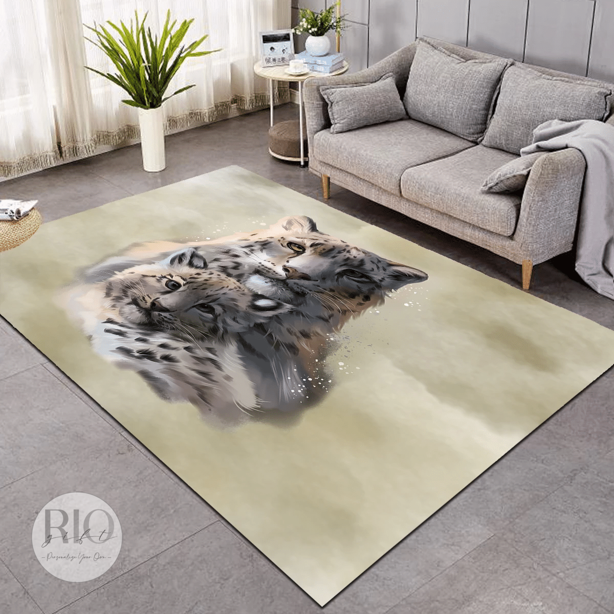 3D Leopard Hazy Rug Living Home Decor